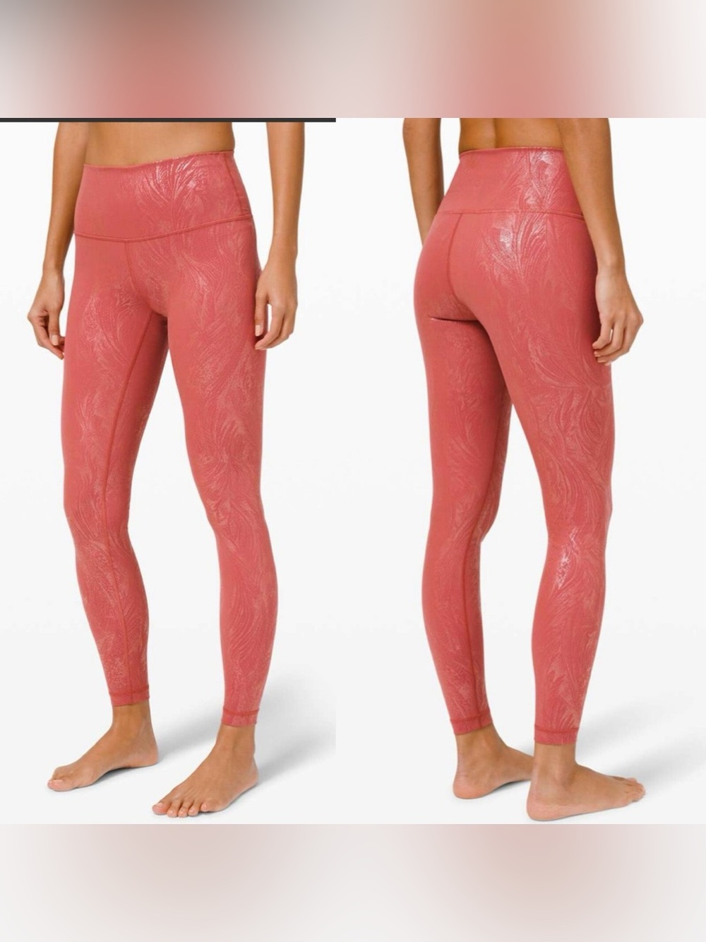 lululemon Wunder Under 28” High-Rise Coral Pink Shimmer Textured Leggings